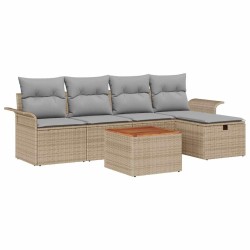Ensemble de canapé de jardin avec coussin 6 pcs Beige polyrotin 545646545646