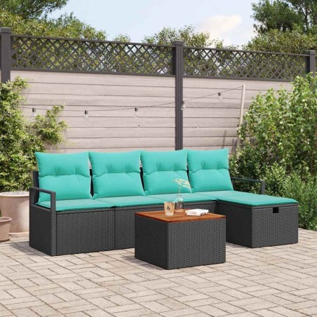 Ensemble de canapé de jardin avec coussin 6 pcs Noir polyrotin 545647545647
