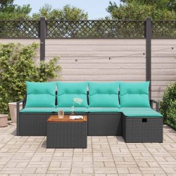 Ensemble de canapé de jardin avec coussin 6 pcs Noir polyrotin 545647545647