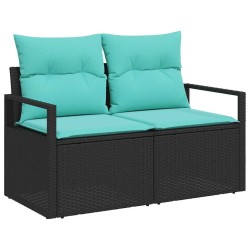 Ensemble de canapé de jardin avec coussin 6 pcs Noir polyrotin 545647545647