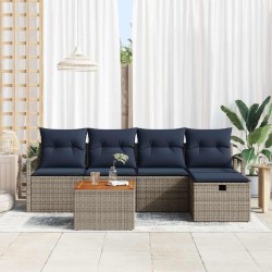 Ensemble de canapé de jardin avec coussin 6 pcs Gris polyrotin 545649545649