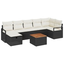 Ensemble de canapé de jardin avec coussin 8 pcs Noir polyrotin 545650545650