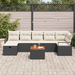 Ensemble de canapé de jardin avec coussin 8 pcs Noir polyrotin 545650545650