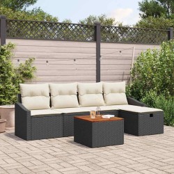 Ensemble de canapé de jardin avec coussin 6 pcs Noir polyrotin 545651545651