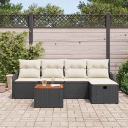 Ensemble de canapé de jardin avec coussin 6 pcs Noir polyrotin 545653545653