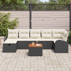 Ensemble de canapé de jardin avec coussin 8 pcs Noir polyrotin 545654545654