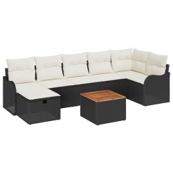 Ensemble de canapé de jardin avec coussin 8 pcs Noir polyrotin 545656545656