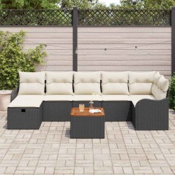 Ensemble de canapé de jardin avec coussin 8 pcs Noir polyrotin 545656545656