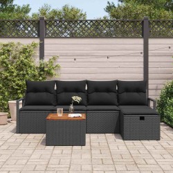 Ensemble de canapé de jardin avec coussin 6 pcs Noir polyrotin 545659545659