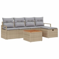 Ensemble de canapé de jardin avec coussin 6 pcs Beige polyrotin 545661545661