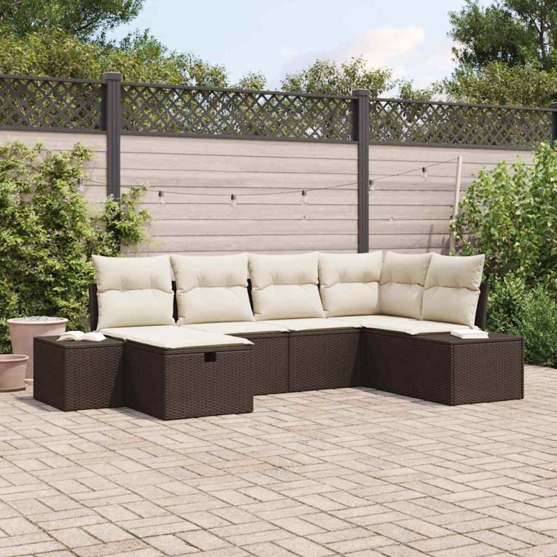 Ensemble de canapé de jardin 6 pcs Marron polyrotin 545666545666
