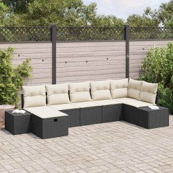 Ensemble de canapé de jardin avec coussin 7 pcs Noir polyrotin 545668545668