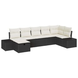 Ensemble de canapé de jardin avec coussin 7 pcs Noir polyrotin 545668545668