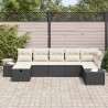 Ensemble de canapé de jardin avec coussin 7 pcs Noir polyrotin 545668545668