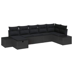 Ensemble de canapé de jardin avec coussin 7 pcs Noir polyrotin 545670545670