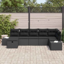 Ensemble de canapé de jardin avec coussin 7 pcs Noir polyrotin 545670545670