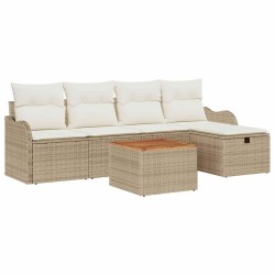 Ensemble de canapé de jardin avec coussin 6 pcs Beige polyrotin 545673545673