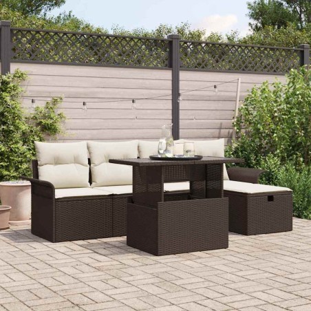 Ensemble de canapé de jardin 6 pcs Marron Poly rotin 545675545675