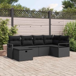 Ensemble de canapé de jardin avec coussin 6 pcs Noir polyrotin 545691545691