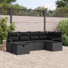 Ensemble de canapé de jardin avec coussin 6 pcs Noir polyrotin 545691545691