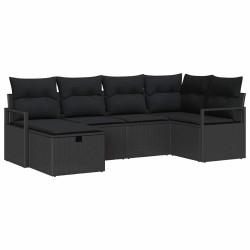 Ensemble de canapé de jardin avec coussin 6 pcs Noir polyrotin 545691545691
