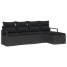 Ensemble de canapé de jardin avec coussin 5 pcs Noir Poly rotin 545696545696