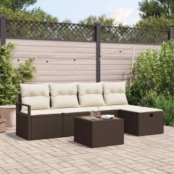 Ensemble de canapé de jardin 6 pcs Marron Poly rotin 545697545697
