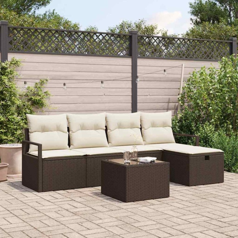 Ensemble de canapé de jardin 6 pcs Marron Poly rotin 545697545697