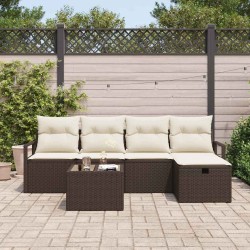 Ensemble de canapé de jardin 6 pcs Marron Poly rotin 545697545697