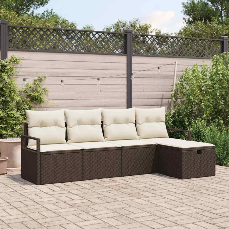Ensemble de canapé de jardin 5 pcs Marron Poly rotin 545698545698