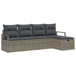 Ensemble de canapé de jardin avec coussin 5 pcs Gris Poly rotin 545699545699