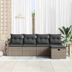 Ensemble de canapé de jardin avec coussin 5 pcs Gris Poly rotin 545699545699
