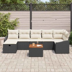 Ensemble de canapé de jardin avec coussin 8 pcs Noir polyrotin 545709545709
