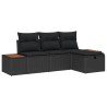 Ensemble de canapé de jardin avec coussin 4 pcs Noir Poly rotin 545715545715