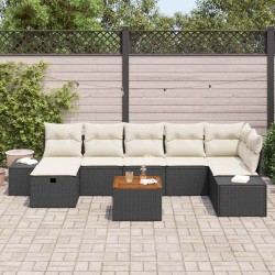 Ensemble de canapé de jardin avec coussin 8 pcs Noir polyrotin 545716545716