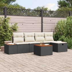 Ensemble de canapé de jardin avec coussin 6 pcs Noir polyrotin 545719545719
