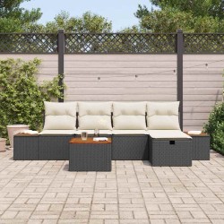 Ensemble de canapé de jardin avec coussin 6 pcs Noir polyrotin 545719545719