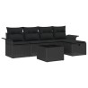 Ensemble de canapé de jardin avec coussin 6 pcs Noir Poly rotin 545725545725
