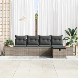 Ensemble de canapé de jardin avec coussin 5 pcs Gris polyrotin 545729545729