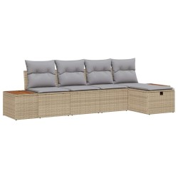 Ensemble de canapé de jardin avec coussin 5 pcs Beige polyrotin 545730545730