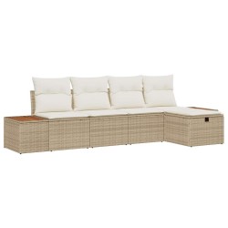 Ensemble de canapé de jardin avec coussin 5 pcs Beige polyrotin 545731545731