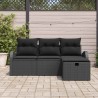 Ensemble de canapé de jardin avec coussin 4 pcs Noir polyrotin 545747545747