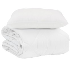 Duvet d'été simple avec oreiller 2 pcs Blanc Microfibre 545797545797