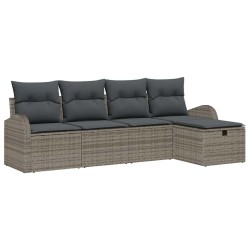 Ensemble de canapé de jardin avec coussin 5 pcs Gris Poly rotin 545881545881
