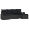 Ensemble de canapé de jardin avec coussin 5 pcs Noir Poly rotin 545885545885