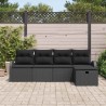 Ensemble de canapé de jardin avec coussin 5 pcs Noir Poly rotin 545885545885
