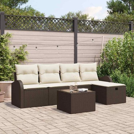 Ensemble de canapé de jardin 6 pcs Marron Poly rotin 545887545887