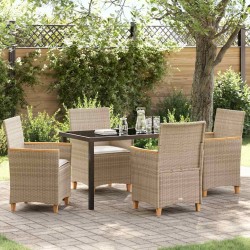 Ensemble de salle à manger pour jardin 5 pcs Beige polyrotin 545889545889