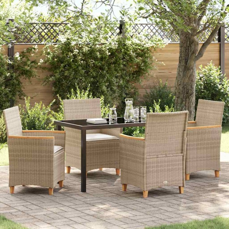 Ensemble de salle à manger pour jardin 5 pcs Beige polyrotin 545889545889