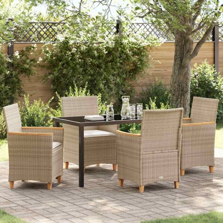 Ensemble de salle à manger pour jardin 5 pcs Beige polyrotin 545889545889